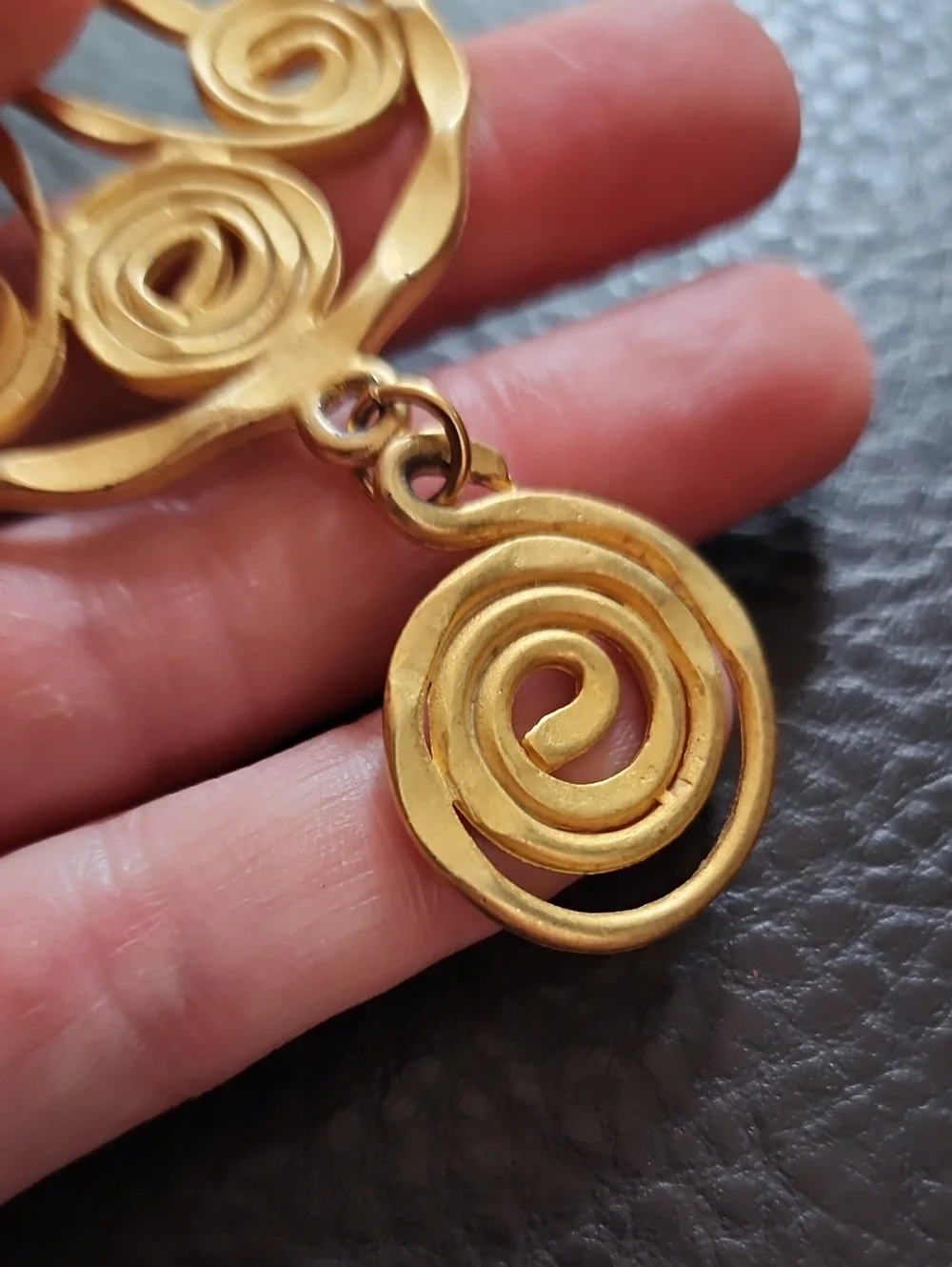 VTG Gold Tone Chunky Abstract Brooch